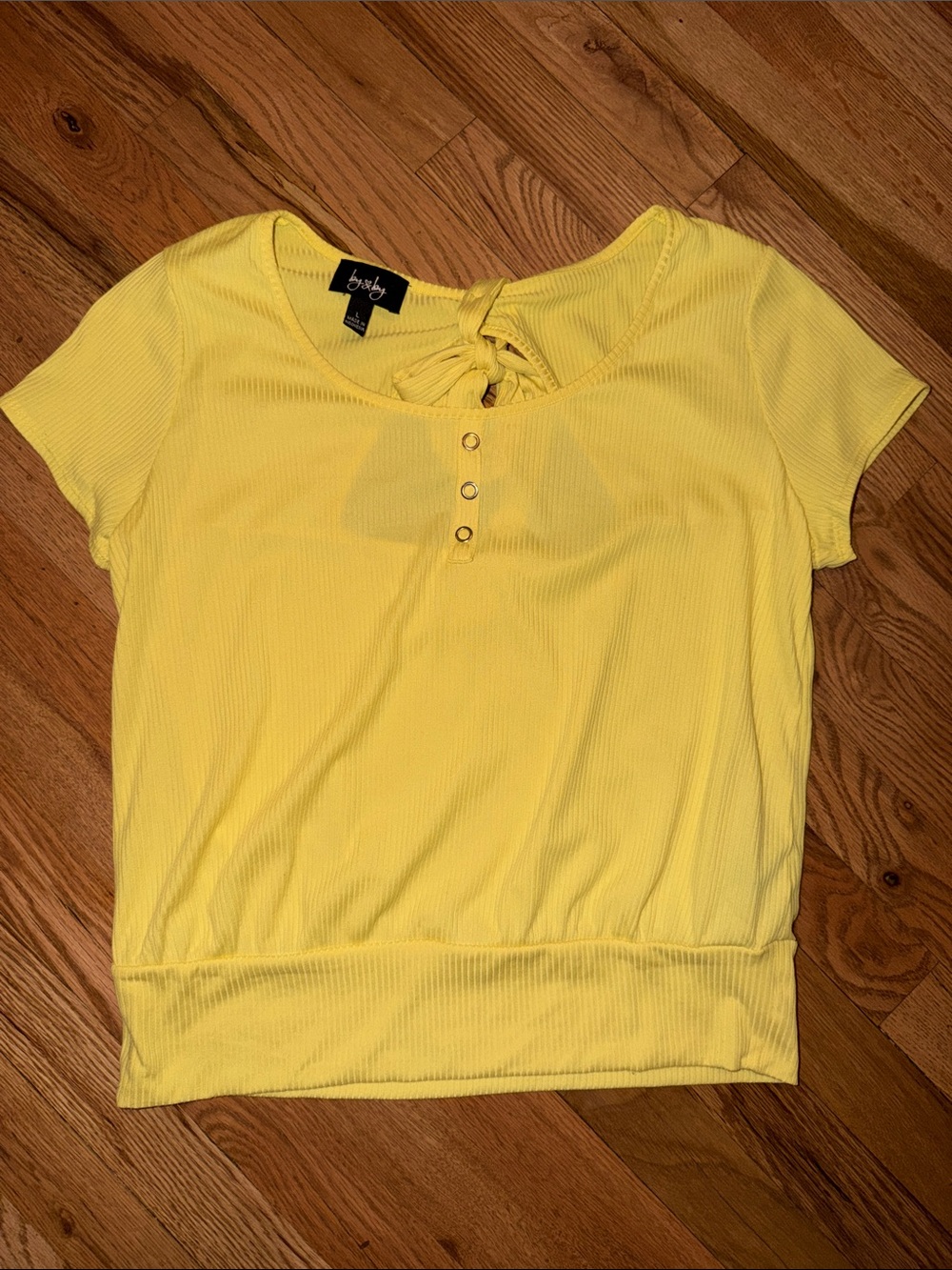 by & by Bright Yellow Ribbed Top Size Large